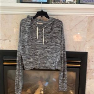 Gray/black hooded midi sweatshirt